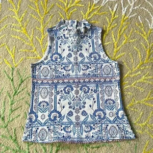 Anthropologie sleeveless mock turtleneck retro 60s tapestry top medium